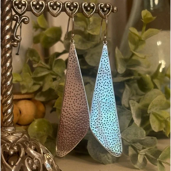 Silpada Textured Sterling Silver Geometric Earrings W1161 - Picture 5 of 11